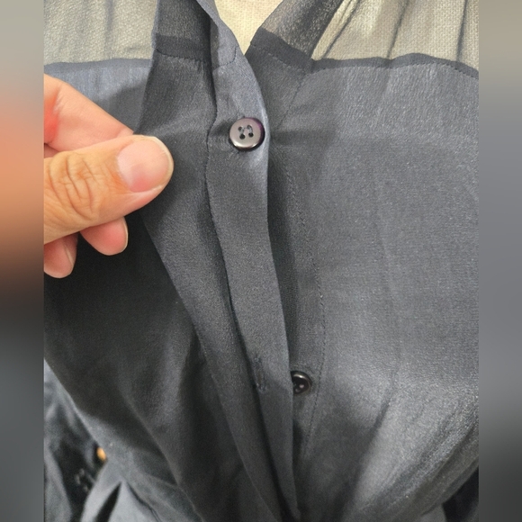 French Connection Silk Button Up Dress Long Sleeve With Sequins Detail Sz 2 - Picture 7 of 12